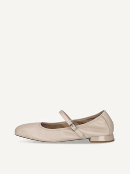 CAPRICE Ballerina, beige, made of Leather with Trapeze heel, Size 36