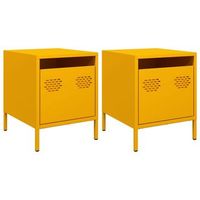 pack 2 uds mesitas de noche  mesilla de noche acero amarillo mostaza 35x39x435 cm