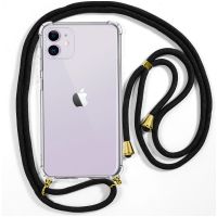cool funda negro con cordon liso para iphone 11