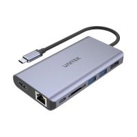 base para portatiles unitek uhub s7 usb-c 100w hdmi displayport ethernet