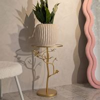 mesa de centro de metal dorado y cristal cm o 38x60