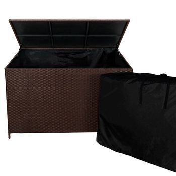 Caja De Almacenamiento De Ratán Grande Para Jardín 138cm Baúl De Exterior 582l  Marrón