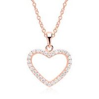 cadena diseno corazon plata 925 rosa