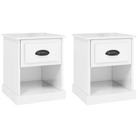 pack 2 uds mesitas de noche  mesa auxiliar  mesilla madera blanco brillante 39x39x475 cm