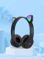 auriculares bluetooth con orejas de gato y luz bateria de larga duracion modos inalambrico y con cable auriculares supraaurales