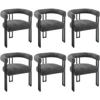 set 6 sillas de chenilla y metal para comedor cocina sala de estar dormitorio o como sillon diseno modernogris oscuro - woltu