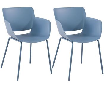 Set de 2 sillas de jardín alpena plástico azul 54x58x80 cm