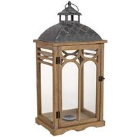 farol de madera marron 30x23x64h cm