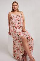 yours london vestido largo de tirantes rosa de flores mujer curvy y tallas grandes yours london