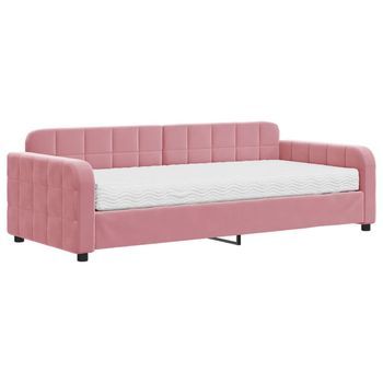 Sofá Cama Con Colchón Terciopelo Rosa 90x200 Cm Vidaxl