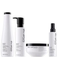 shu uemura art of hair izumi tonic rice water shampoo conditioner hair mask and tonic water routine