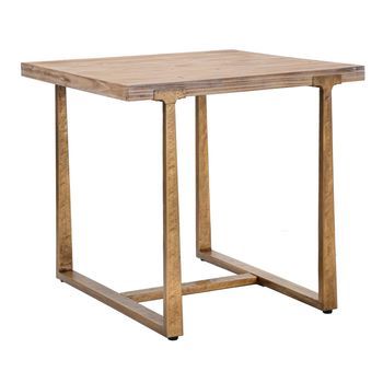 Mesa De Comedor Cuadrada De Madera Y Metal Marrón 80x80x76 Cm