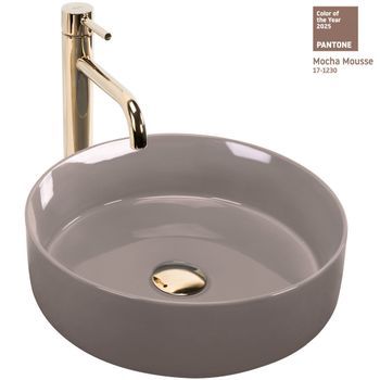 Lavabo Sobre Encimera Rea Sami Shiny Beige