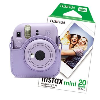 Fujifilm Instax Mini 12 cámara instantánea morada | Pack funda + 20 hojas de papel fotográfico