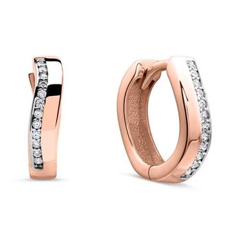 8 quilates pendientes de aro de oro rosa con circonita