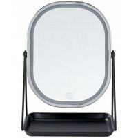 espejo de maquillaje led de metal plateado negro 20 x 32 cm tocador dordogne