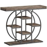 homcom consola de entrada mueble recibidor industrial 6 estantes almacenamiento tablero 4 cm 100 x 30 x 815cm marron rustico