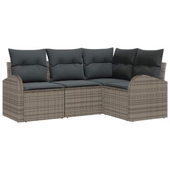 Conjunto De Sofás De Jardín 4 Piezas | Mueble De Jardín Gris Ratán Sintético