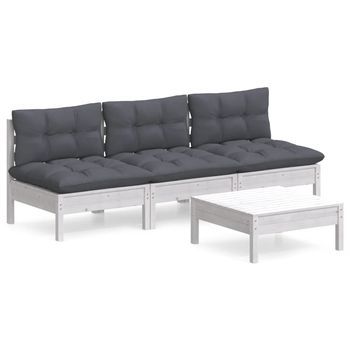 Muebles De Jardín 4 Uds | Mesa Y Sillas Con Cojines Antracita Madera Pino