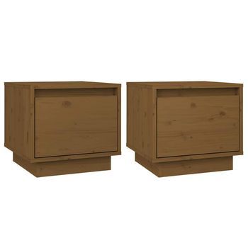 Mesitas De Noche 2 Uds Madera De Pino Marrón Miel 35x34x32 Cm Vidaxl