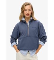superdry para mujer w2012312a sudadera con media cremallera y logotipo esencial azul xl casual algodon