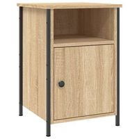mesita de noche con compartimento con puerta estilo industrial 40 x 42 x 60 cm madera de ingenieria color roble y hierro dec033871