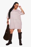 vestido camisero plus de rayas pink