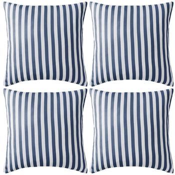 Cojines Para Exterior A Rayas 45x45 Cm Azul Marino 4 Unidades | Cojines De Jardín Cfw41859