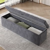 banco con almacenamiento - mueble de dormitorio - terciopelo - gris 138x41x42cm