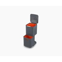 cubo de basura joseph joseph totem compact 40l gris con doble compartimento