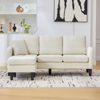 Sofá Rinconera Modular De 3 Plazas Con Chaise Longue Reversible, 166 X 118 X 77 Cm