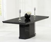 carvelle 200cm black pedestal marble dining table