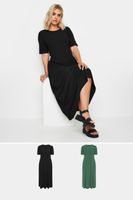 yours juego 2 vestidos canale negro y verde mujer curvy y tallas grandes yours