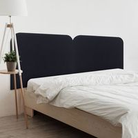 dhome cabecero negro curvo tapizado en polipiel 220 dual con patas altura 125cm para pared acustico absorbente cama dormitorio negro 220 dual