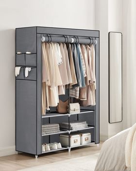 Perchero de tela de 45 x 127 x 176 cm de color gris