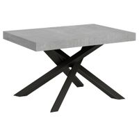 mesa extensible 90x130390 cm efecto madera gris cemento hierro