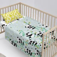 panda garden blue juego de sabanas cuna 2 piezas