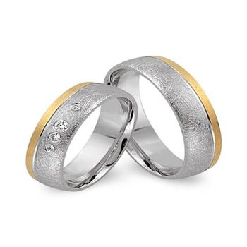 Alianzas 8 quilates oro amarillo-blanco 4 diamantes