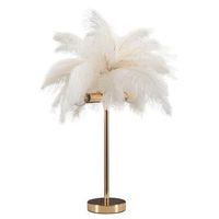 lampara de mesa con plumas blancas cm o 40x55