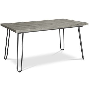 Mesa De Comedor Rectangular - Industrial - Madera Y Metal - 150cm - Hairpin Gris