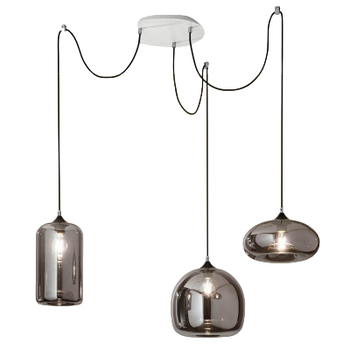 Lámpara Colgante Led Fiona De Metal Y Cristal Soplado Ahumado 3496-47-126 Fabas Luce