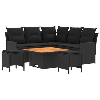 Juegos De Muebles 6 Uds. Negro Ratán Sintético Vidaxl