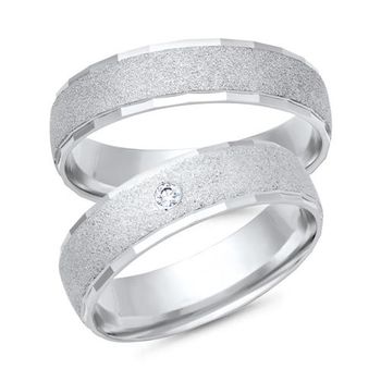 Alianzas 8 quilates oro blanco con diamante