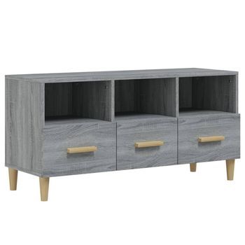 Mueble Para Tv Madera Contrachapada Gris Sonoma 102x36x50 Cm Vidaxl