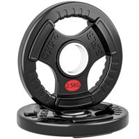 sportnow set de discos 2x25 kg con orificio de 5 cm y 3 agarres acero con revestimiento de plastico negro   aosom espana