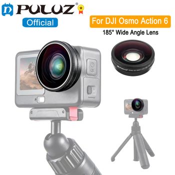 PULUZ Lente gran angular de 185 grados para DJI Osmo Action 6, lente de aumento de ángulo de visión FOV para cámara DJI Action 6