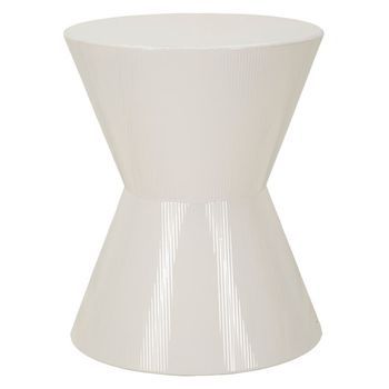 Mesa De Centro De Metal Blanco Brillante, Ø 45x55 Cm