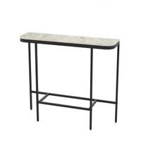 costway mesa de entrada consola moderna para sofa con tapa de marmol artificial y estructura metalica mesa para pasillo entrada sala gris
