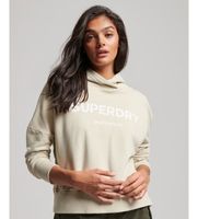 superdry para mujer w2011829a sudadera core sport corta de corte cuadrado con capucha beige s casual algodon manga larga