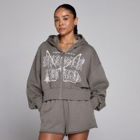 sudadera con capucha y cremallera lift graphic lifestyle para mujer de mp - dark truffle - s